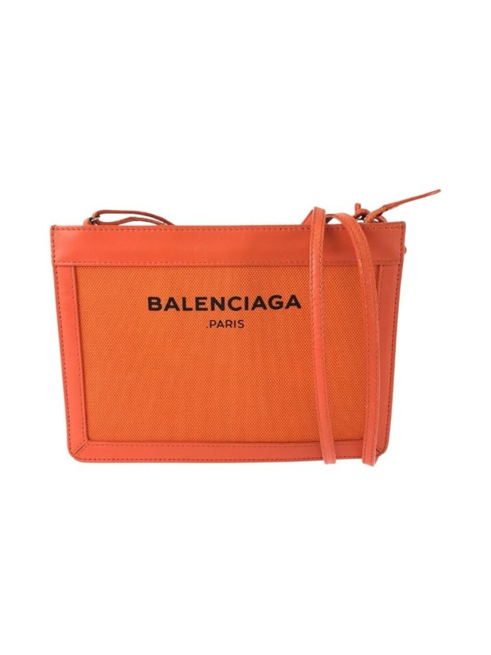 Balenciaga Orange Silver Leather Canvas Shoulder Bag Pochette